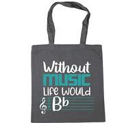 Hippowarehouse Life Without Music Would B Flat pun Tote Shopping Gym Beach Bag 42cm x38cm, 10 litres