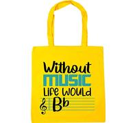 Hippowarehouse Life Without Music Would B Flat pun Tote Shopping Gym Beach Bag 42cm x38cm, 10 litres