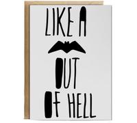 Hippowarehouse like a bat out of hell Birthday Card A5 Personalised with envelope for him for her Funny Cards for Men and Women Blank inside option