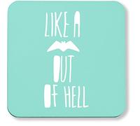 Hippowarehouse like a bat out of hell pack of 2 coasters gloss finish durable backing 9cm x 9cm