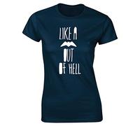 Hippowarehouse Like a bat Out of Hell Womens Fitted Short Sleeve t-Shirt (Specific Size Guide in Description) Navy
