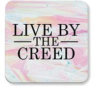 Hippowarehouse Live by the creed pack of 2 coasters gloss finish durable backing 9cm x 9cm
