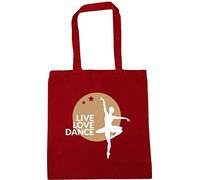 Hippowarehouse Live Love Dance Ballet (girl) Tote Shopping Gym Beach Bag 42cm x38cm, 10 litres