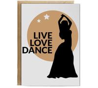 Hippowarehouse Live Love Dance Bellydance Personalised Card A6 with envelope for him for her Funny Cards for Men and Women Blank inside option