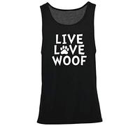 Hippowarehouse Live Love woof Vest Scoop Sleeve Unisex Tank top Black