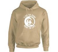 Hippowarehouse Live to Surf. Surf to Live Unisex Hoodie Hooded top (Specific Size Guide in Description) Sand