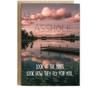 Hippowarehouse Look at the birds asshole Personalised Card A6 with envelope for him for her Funny Cards for Men and Women Blank inside option