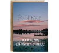 Hippowarehouse Look at the birds fuck face Personalised Card A5 with envelope for him for her Funny Cards for Men and Women Blank inside option