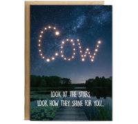 Hippowarehouse Look at the stars cow Personalised Card A6 with envelope for him for her Funny Cards for Men and Women Blank inside option