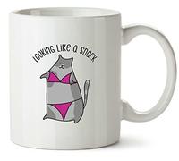 Hippowarehouse Looking Like a Snack - Cat Bikini Printed Mug Various Colour Options Ceramic Cup Kitchenware 10oz