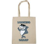 Hippowarehouse Looking sharp - shark Tote Shopping Gym Beach Bag 42cm x38cm, 10 litres