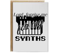 Hippowarehouse Lord, Forgive Me For My Synths. Birthday Card A5 Personalised with envelope for him for her Funny Cards for Men and Women Blank inside option