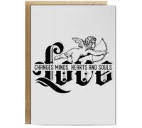 Hippowarehouse Love changes minds, hearts and souls - tattoo Personalised Card A6 with envelope for him for her Funny Cards for Men and Women Blank inside option