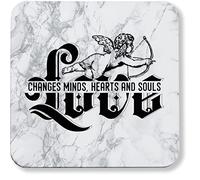 Hippowarehouse Love changes minds, hearts and souls - tattoo printed coaster gloss finish durable backing 9cm x 9cm 2 pack