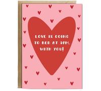 Hippowarehouse Love is going to bed at 9pm, with you valentine's day, anniversary Personalised Card A6 with envelope for him for her Funny Cards for Men and Women Blank inside option