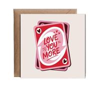 Hippowarehouse love you more reverse game card Personalised Card. 15cm x 15cm with envelope for him for her Funny Cards for Men and Women Blank inside option