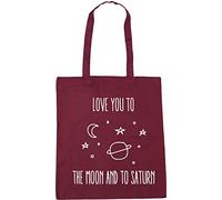 Hippowarehouse love you to the moon and to saturn Tote Shopping Gym Beach Bag 42cm x38cm, 10 litres