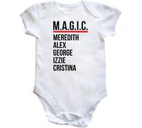 Hippowarehouse M.A.G.I.C. - Meredith, Alex, George, Izzie, Cristina Baby Vest Bodysuit (Short Sleeve) Boys Girls White