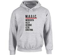 Hippowarehouse M.A.G.I.C. - Meredith, Alex, George, Izzie, Cristina Unisex Hoodie Hooded top (Specific Size Guide in Description) Grey