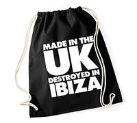 Hippowarehouse Made in the UK Destroyed in Ibiza Drawstring Cotton School Gym Kid Bag Sack 37cm x 46cm, 12 litres