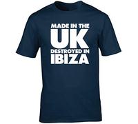 Hippowarehouse Made in The UK Destroyed in Ibiza Unisex Short Sleeve t-Shirt (Specific Size Guide in Description) Navy Blue