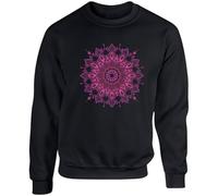 Hippowarehouse Mandala Flower Boho Spiritual Calm Girl Energy unisex jumper sweatshirt pullover 5XL adult Black
