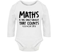 Hippowarehouse Maths is The only Subject That Counts Baby Vest Bodysuit (Long Sleeve) Boys Girls White