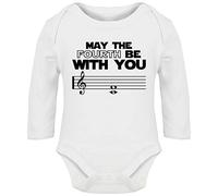 Hippowarehouse May The Fourth Be with You Baby Vest Bodysuit (Long Sleeve) Boys Girls White