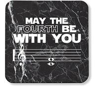 Hippowarehouse May the Fourth Be With You pack of 2 coasters gloss finish durable backing 9cm x 9cm