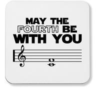 Hippowarehouse May the Fourth Be With You pack of 2 coasters gloss finish durable backing 9cm x 9cm
