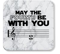 Hippowarehouse May the Fourth Be With You pack of 2 coasters gloss finish durable backing 9cm x 9cm