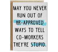 Hippowarehouse May You Never Run Out Of HR-Approved Ways To Tell Co-Workers They're Stupid Birthday Card A5 Personalised with envelope for him for her Funny Cards for Men and Women Blank inside option