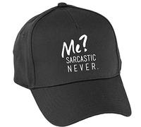 Hippowarehouse Me? Sarcastic Never Baseball Cap hat Premium Printed 5 Panel OneSize Adults Black