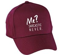 Hippowarehouse Me? Sarcastic Never Baseball Cap hat Premium Printed 5 Panel OneSize Adults Burgundy