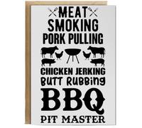 Hippowarehouse Meat Smoking Pork Pulling Chicken Jerking Butt Rubbing BBQ Pit Master Birthday Card A5 Personalised with envelope for him for her Funny Cards for Men and Women Blank inside option