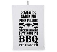 Hippowarehouse Meat Smoking Pork Pulling Chicken Jerking Butt Rubbing BBQ Pit Master Tea Towel Eco Printed Dish Cloth Kitchen accessory 50cmx70cm 100% Cotton