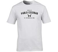 Hippowarehouse Medellin Pablo Escobar el Patron del mal Unisex Short Sleeve t-Shirt (Specific Size Guide in Description) White