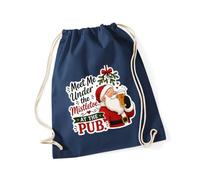 Hippowarehouse Meet me under the mistletoe at the pub Drawstring Cotton School Gym Bag 37cm x 46cm, 12 litres