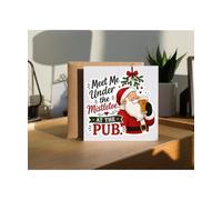 Hippowarehouse Meet me under the mistletoe at the pub Personalised Card. 15cm x 15cm with envelope for him for her Funny Cards for Men and Women Blank inside option