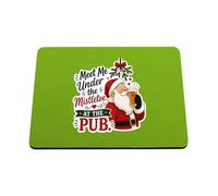 Hippowarehouse Meet me under the mistletoe at the pub printed mouse mat pad accessory black rubber base 240mm x 190mm x 60mm