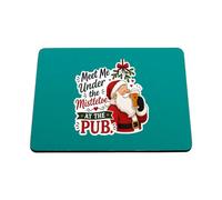 Hippowarehouse Meet me under the mistletoe at the pub printed mouse mat pad accessory black rubber base 240mm x 190mm x 60mm