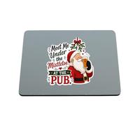 Hippowarehouse Meet me under the mistletoe at the pub printed mouse mat pad accessory black rubber base 240mm x 190mm x 60mm