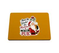 Hippowarehouse Meet me under the mistletoe at the pub printed mouse mat pad accessory black rubber base 240mm x 190mm x 60mm