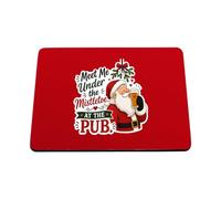 Hippowarehouse Meet me under the mistletoe at the pub printed mouse mat pad accessory black rubber base 240mm x 190mm x 60mm