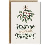 Hippowarehouse Meet me under the Mistletoe Personalised Card A5 with envelope for him for her Funny Cards for Men and Women Blank inside option