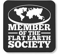 Hippowarehouse Member of the flat earth society printed coaster gloss finish durable backing 9cm x 9cm 2 pack
