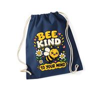 Hippowarehouse Mental Health Awareness Day Bee Kind To Your Mind Cute Bumble Bee Drawstring Cotton School Gym Bag 37cm x 46cm, 12 litres