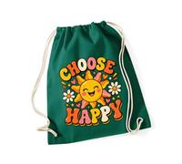 Hippowarehouse Mental Health Awareness Day Choose Happy Cute Sunshine Positivity Message Drawstring Cotton School Gym Bag 37cm x 46cm, 12 litres