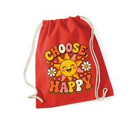 Hippowarehouse Mental Health Awareness Day Choose Happy Cute Sunshine Positivity Message Drawstring Cotton School Gym Bag 37cm x 46cm, 12 litres