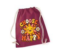 Hippowarehouse Mental Health Awareness Day Choose Happy Cute Sunshine Positivity Message Drawstring Cotton School Gym Bag 37cm x 46cm, 12 litres